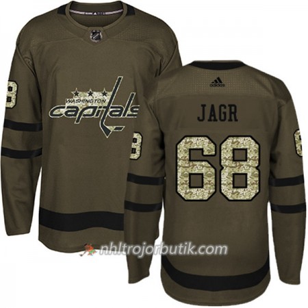 Män Ishockey Washington Capitals Tröja Jaromir Jagr 68 Adidas 2017-2018 Camo Grön Authentic